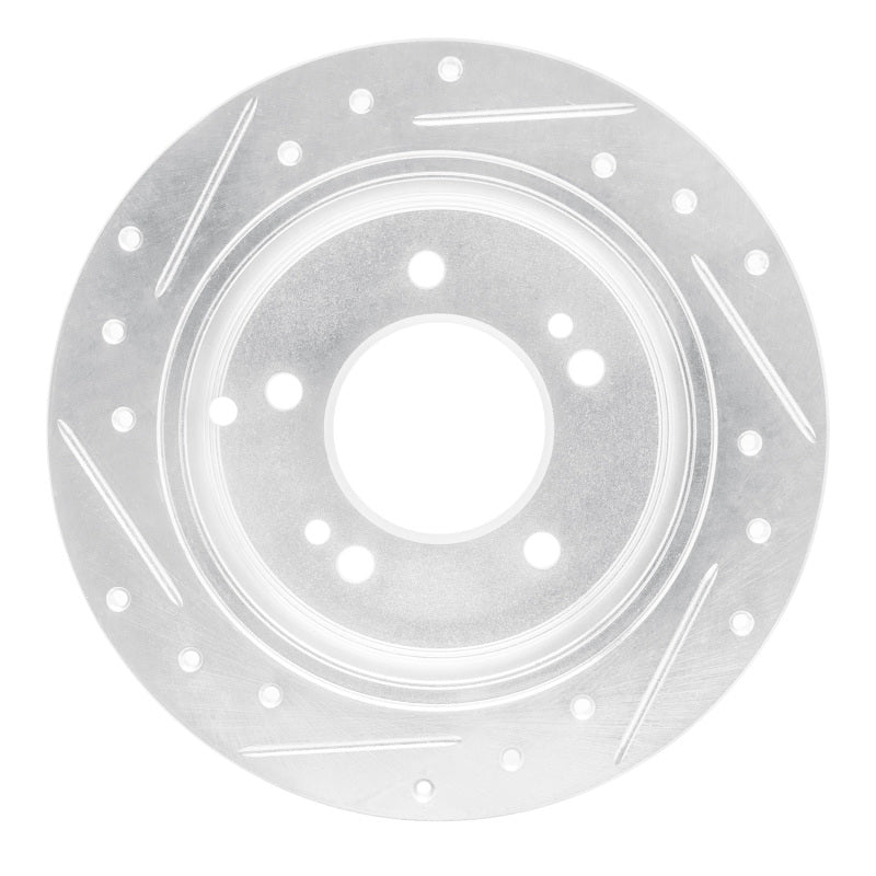 R1 01-10 Hyundai TUCSON Rear Right Drilled & Slotted Silver Brake Rotor-Brake Rotors - Slot & Drilled-Grocery Getter Performance