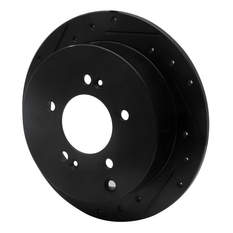 R1 01-16 Hyundai Santa Fe Rear Left Drilled & Slotted Black Brake Rotor-Brake Rotors - Slot & Drilled-Grocery Getter Performance