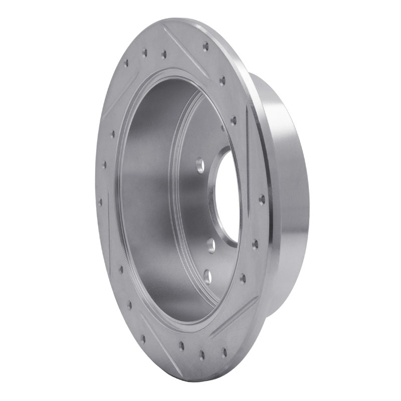 R1 01-16 Hyundai Santa Fe Rear Left Drilled & Slotted Silver Brake Rotor-Brake Rotors - Slot & Drilled-Grocery Getter Performance