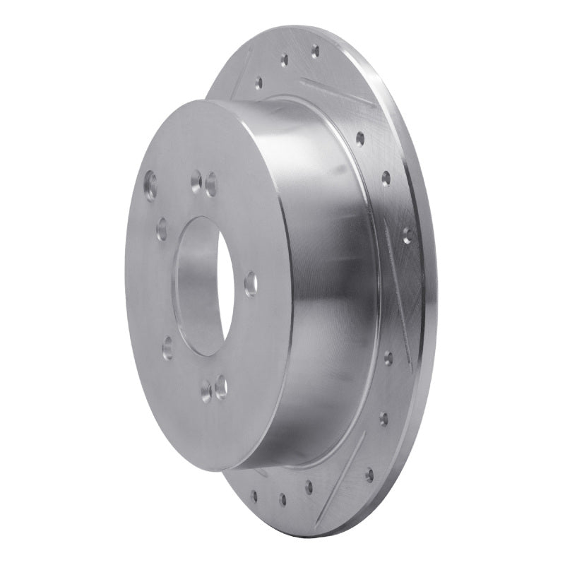 R1 01-16 Hyundai Santa Fe Rear Left Drilled & Slotted Silver Brake Rotor-Brake Rotors - Slot & Drilled-Grocery Getter Performance