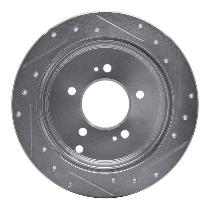 R1 01-16 Hyundai Santa Fe Rear Left Drilled & Slotted Silver Brake Rotor-Brake Rotors - Slot & Drilled-Grocery Getter Performance