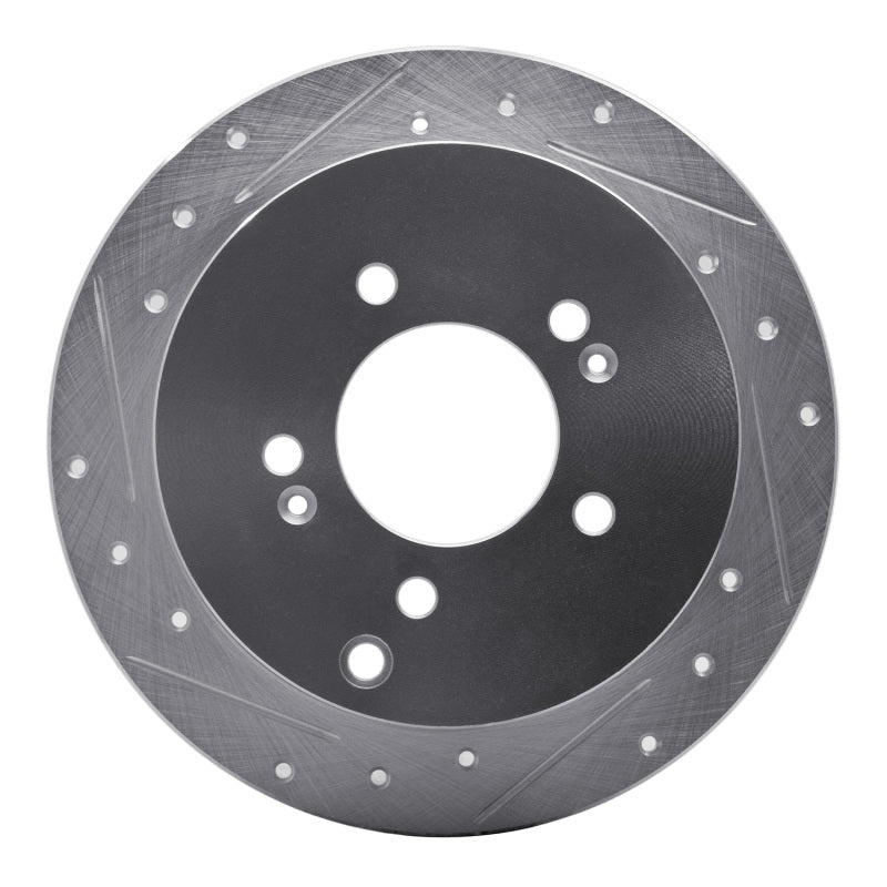 R1 01-16 Hyundai Santa Fe Rear Left Drilled & Slotted Silver Brake Rotor-Brake Rotors - Slot & Drilled-Grocery Getter Performance