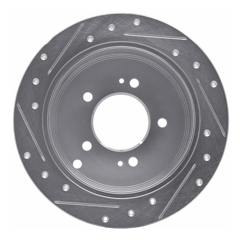 R1 01-16 Hyundai Santa Fe Rear Right Drilled & Slotted Silver Brake Rotor-Brake Rotors - Slot & Drilled-Grocery Getter Performance