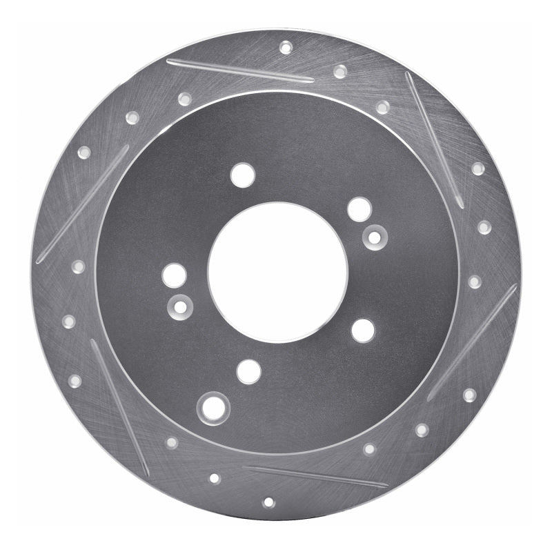 R1 01-16 Hyundai Santa Fe Rear Right Drilled & Slotted Silver Brake Rotor-Brake Rotors - Slot & Drilled-Grocery Getter Performance