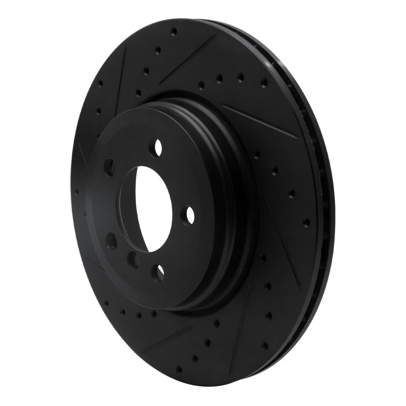 R1 02-05 BMW 760LI Rear Left Drilled & Slotted Black Brake Rotor-Brake Rotors - Slot & Drilled-Grocery Getter Performance