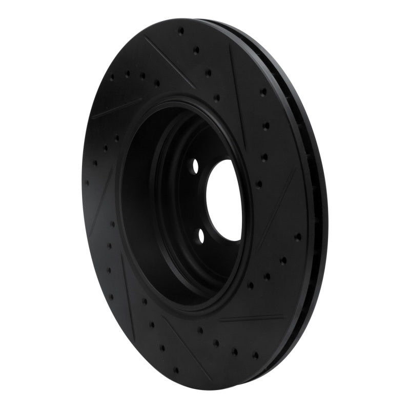 R1 02-05 BMW 760LI Rear Left Drilled & Slotted Black Brake Rotor-Brake Rotors - Slot & Drilled-Grocery Getter Performance