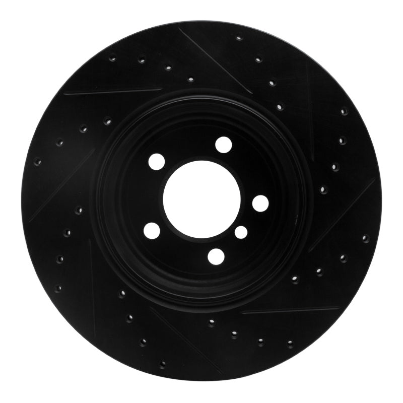 R1 02-05 BMW 760LI Rear Left Drilled & Slotted Black Brake Rotor-Brake Rotors - Slot & Drilled-Grocery Getter Performance