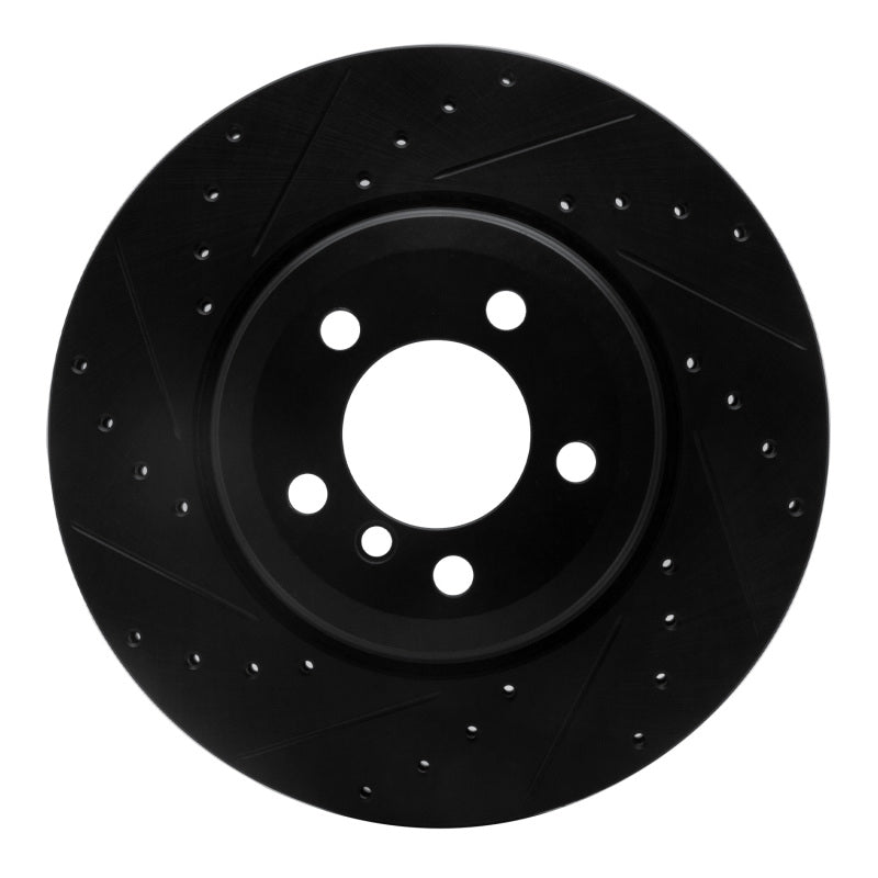 R1 02-05 BMW 760LI Rear Left Drilled & Slotted Black Brake Rotor-Brake Rotors - Slot & Drilled-Grocery Getter Performance