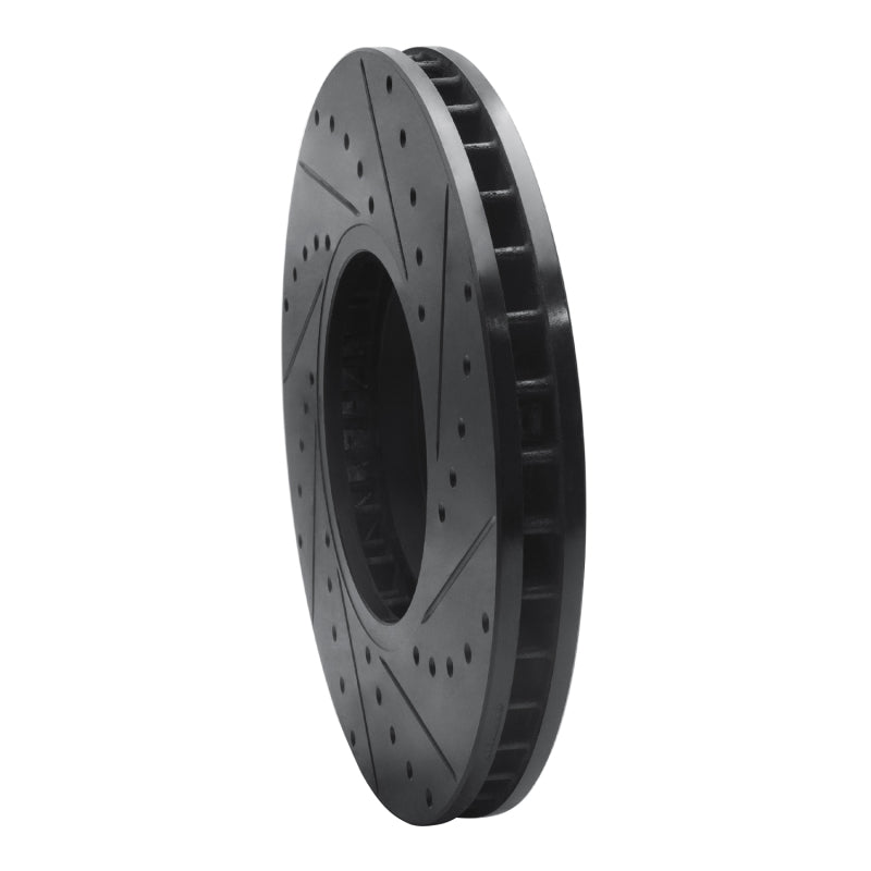 R1 02-06 BMW X5 Front Left Drilled & Slotted Black Brake Rotor-Brake Rotors - Slot & Drilled-Grocery Getter Performance