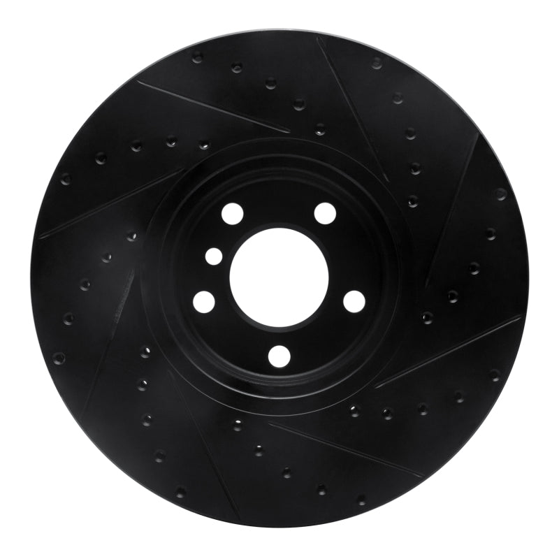 R1 02-06 BMW X5 Front Left Drilled & Slotted Black Brake Rotor-Brake Rotors - Slot & Drilled-Grocery Getter Performance