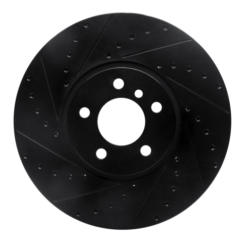 R1 02-06 BMW X5 Front Left Drilled & Slotted Black Brake Rotor-Brake Rotors - Slot & Drilled-Grocery Getter Performance
