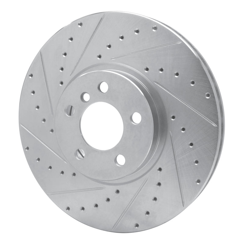 R1 02-06 BMW X5 Front Left Drilled & Slotted Silver Brake Rotor-Brake Rotors - Slot & Drilled-Grocery Getter Performance