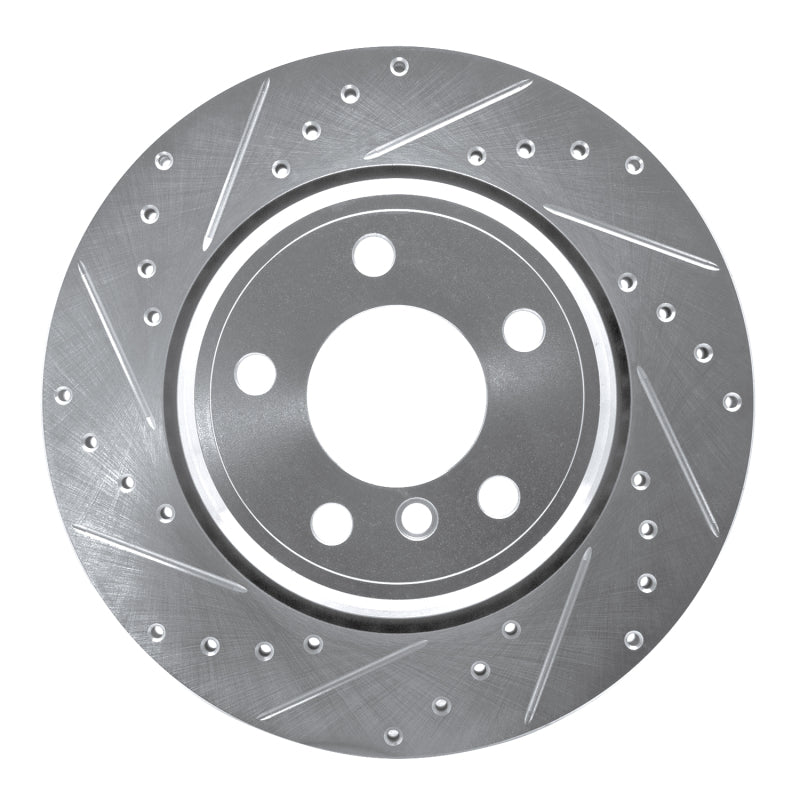 R1 02-06 BMW X5 Rear Left Drilled & Slotted Silver Brake Rotor-Brake Rotors - Slot & Drilled-Grocery Getter Performance