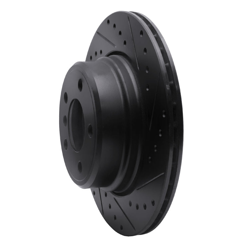 R1 02-06 BMW X5 Rear Right Drilled & Slotted Black Brake Rotor-Brake Rotors - Slot & Drilled-Grocery Getter Performance