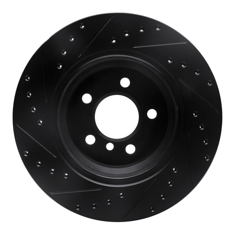 R1 02-06 BMW X5 Rear Right Drilled & Slotted Black Brake Rotor-Brake Rotors - Slot & Drilled-Grocery Getter Performance