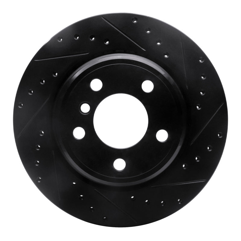 R1 02-06 BMW X5 Rear Right Drilled & Slotted Black Brake Rotor-Brake Rotors - Slot & Drilled-Grocery Getter Performance