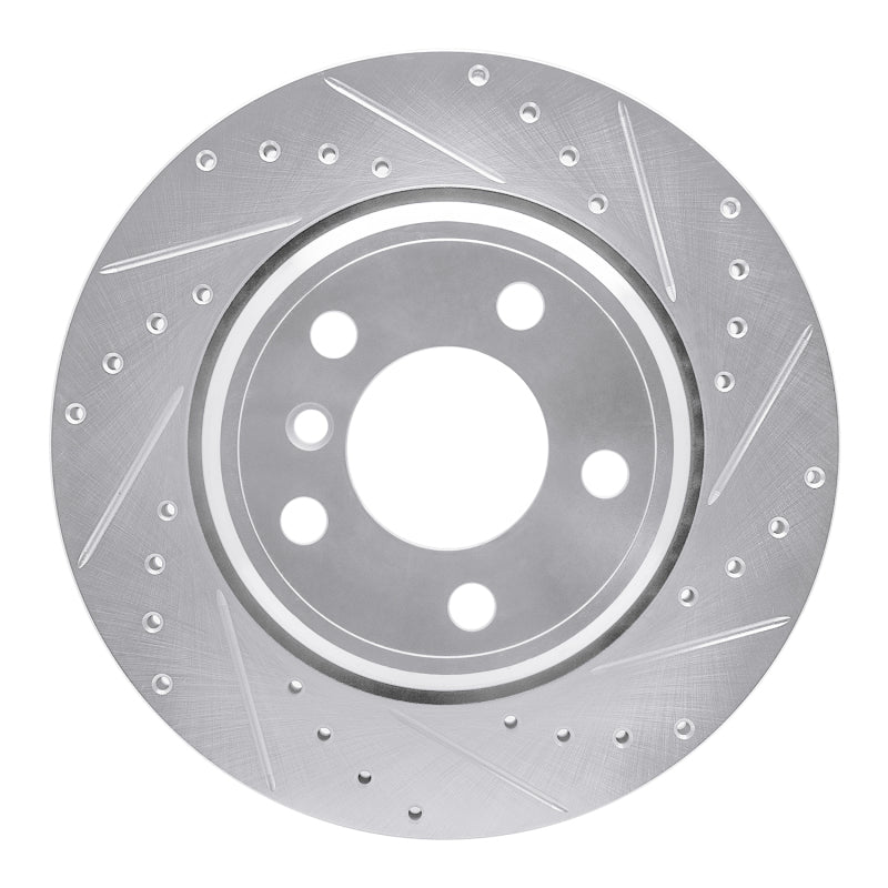 R1 02-06 BMW X5 Rear Right Drilled & Slotted Silver Brake Rotor-Brake Rotors - Slot & Drilled-Grocery Getter Performance