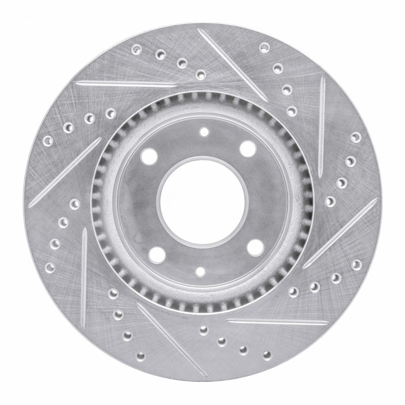 R1 02-06 Hyundai SONATA Front Left Drilled & Slotted Silver Brake Rotor-Brake Rotors - Slot & Drilled-Grocery Getter Performance