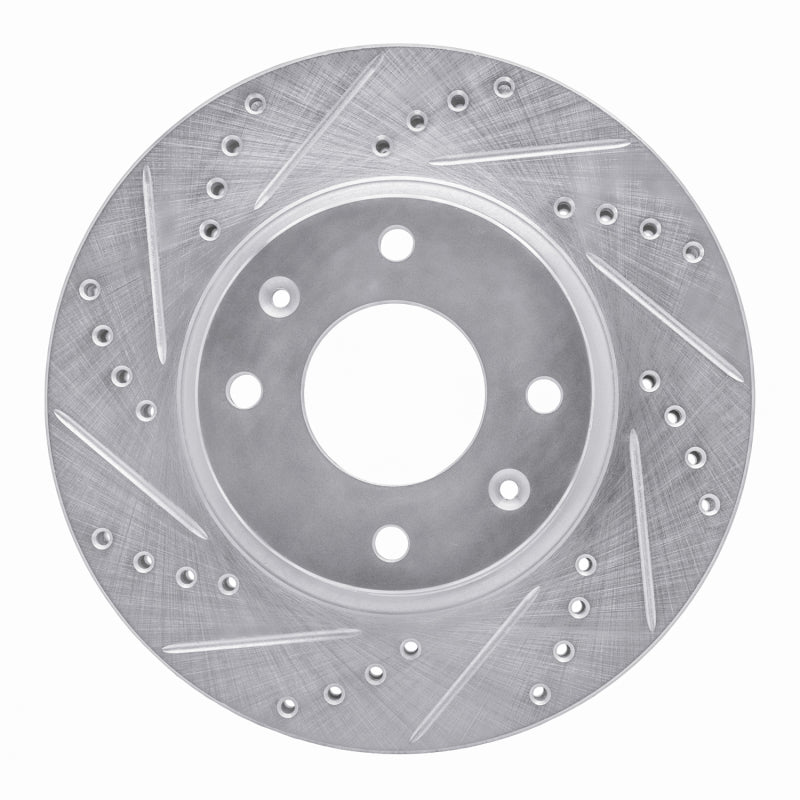 R1 02-06 Hyundai SONATA Front Left Drilled & Slotted Silver Brake Rotor-Brake Rotors - Slot & Drilled-Grocery Getter Performance