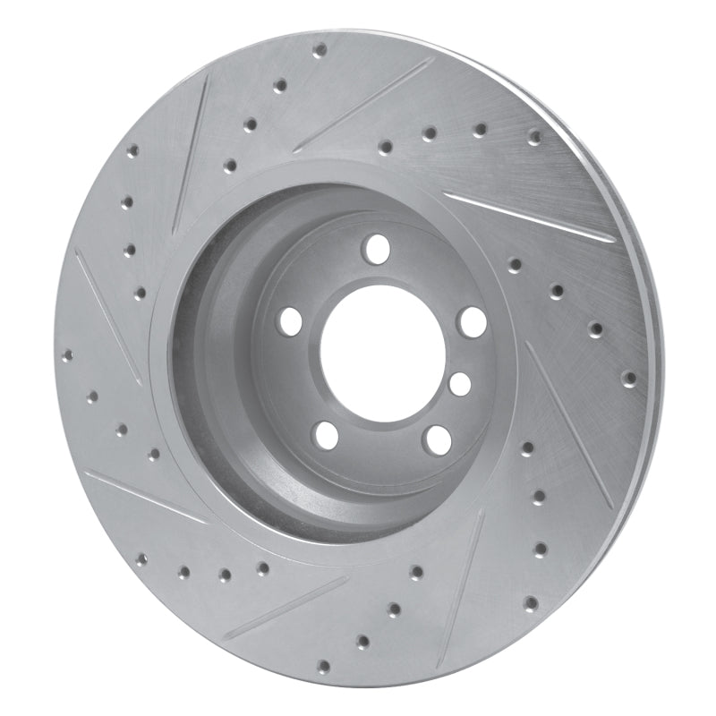 R1 02-08 BMW 750LI Front Right Drilled & Slotted Silver Brake Rotor-Brake Rotors - Slot & Drilled-Grocery Getter Performance
