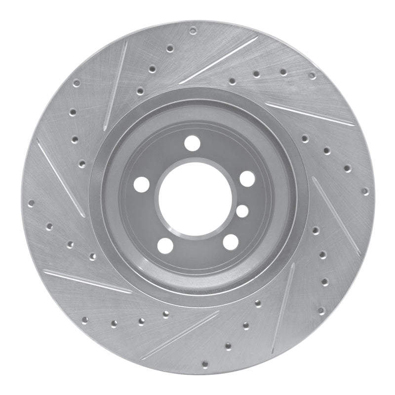 R1 02-08 BMW 750LI Front Right Drilled & Slotted Silver Brake Rotor-Brake Rotors - Slot & Drilled-Grocery Getter Performance