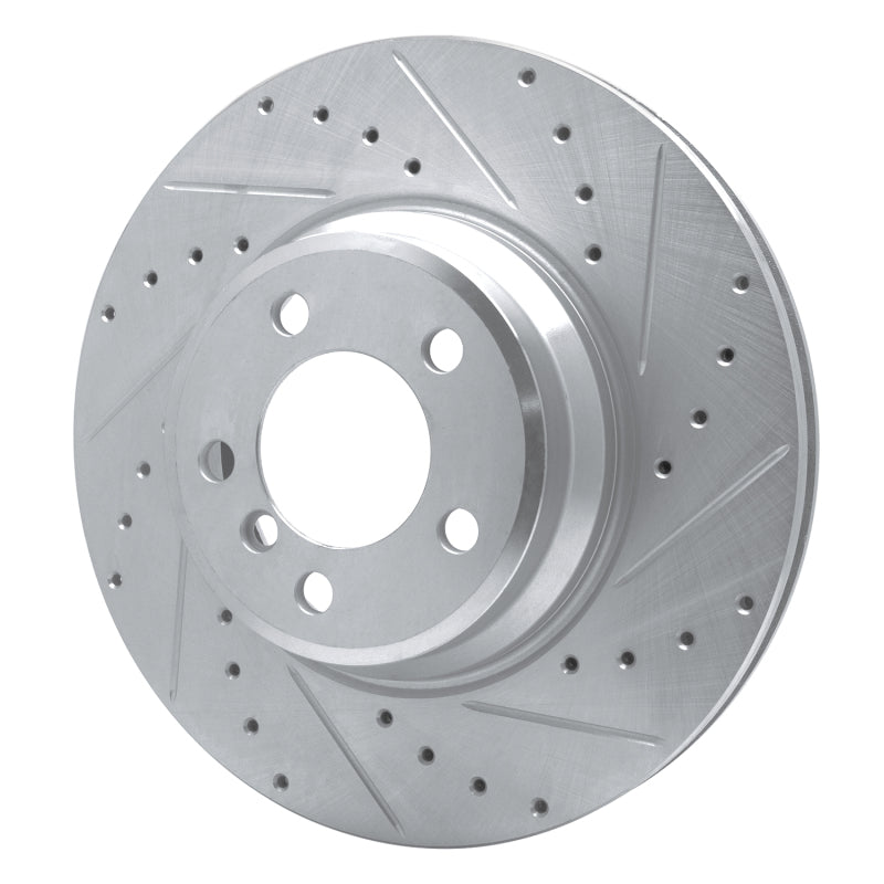 R1 02-08 BMW 750LI Front Right Drilled & Slotted Silver Brake Rotor-Brake Rotors - Slot & Drilled-Grocery Getter Performance