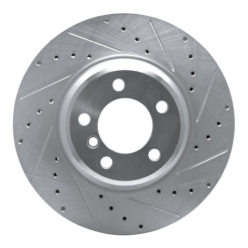 R1 02-08 BMW 750LI Front Right Drilled & Slotted Silver Brake Rotor-Brake Rotors - Slot & Drilled-Grocery Getter Performance
