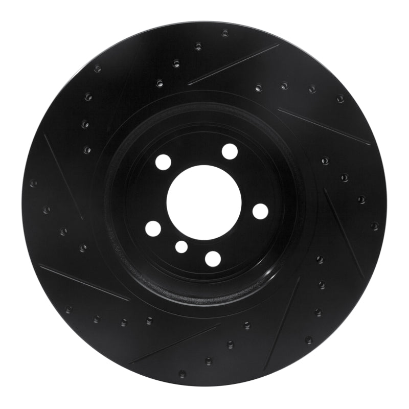 R1 02-08 BMW 760LI Front Right Drilled & Slotted Black Brake Rotor-Brake Rotors - Slot & Drilled-Grocery Getter Performance