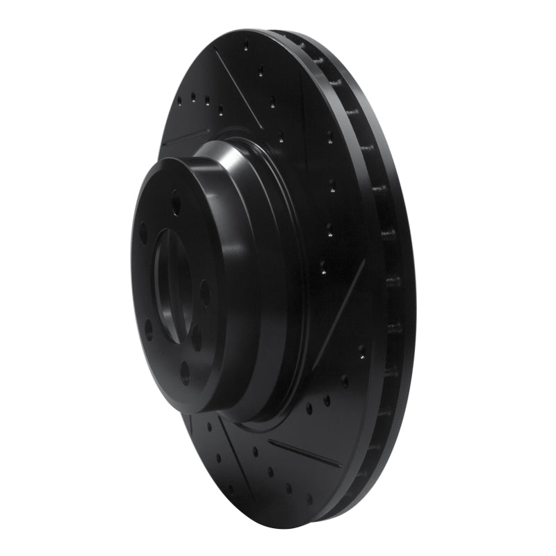 R1 02-08 BMW 760LI Front Right Drilled & Slotted Black Brake Rotor-Brake Rotors - Slot & Drilled-Grocery Getter Performance