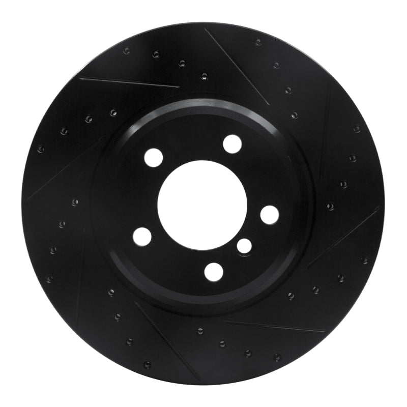 R1 02-08 BMW 760LI Front Right Drilled & Slotted Black Brake Rotor-Brake Rotors - Slot & Drilled-Grocery Getter Performance