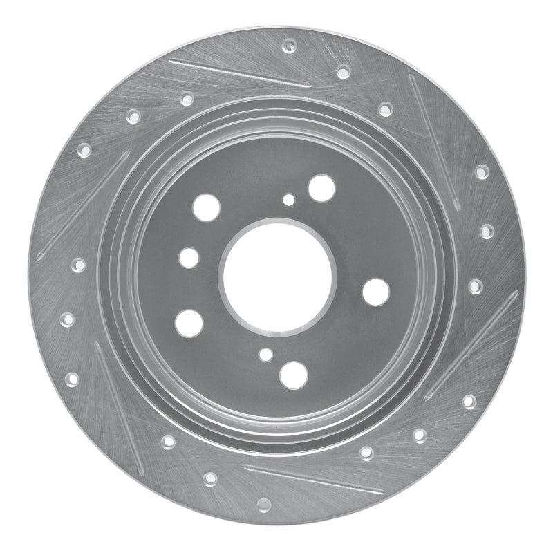 R1 02-08 Lexus ES300 Rear Left Drilled & Slotted Silver Brake Rotor-Brake Rotors - Slot & Drilled-Grocery Getter Performance