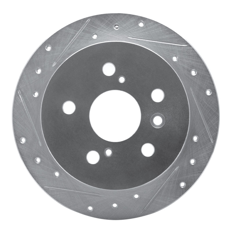 R1 02-08 Lexus ES300 Rear Left Drilled & Slotted Silver Brake Rotor-Brake Rotors - Slot & Drilled-Grocery Getter Performance