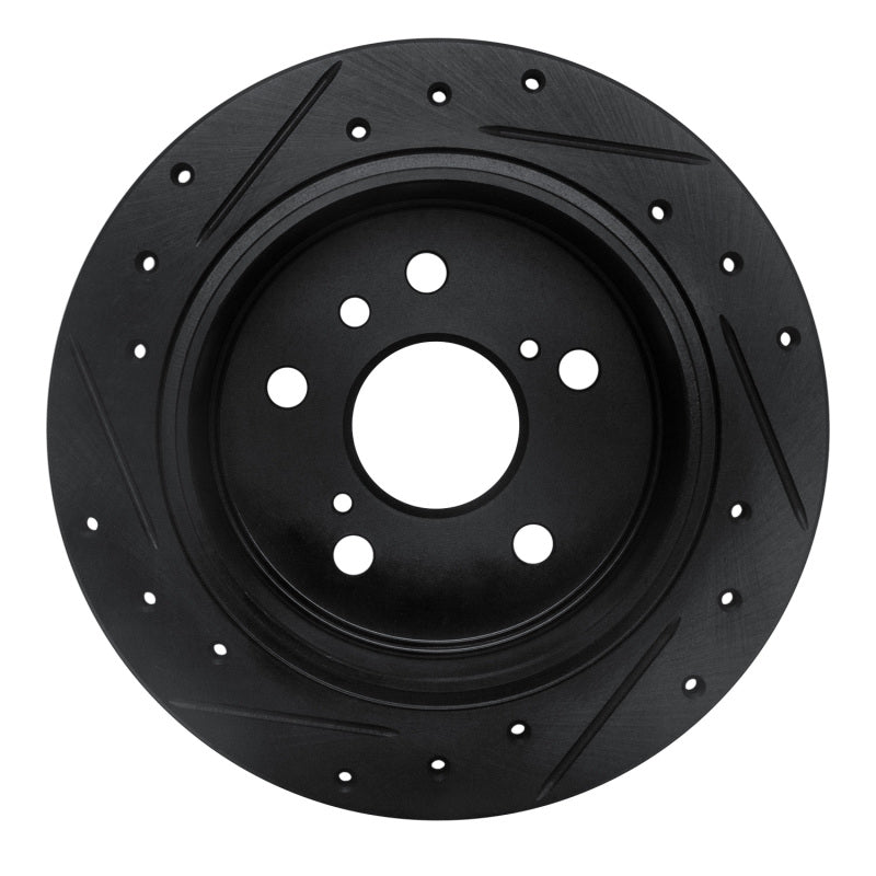 R1 02-08 Lexus ES300 Rear Right Drilled & Slotted Black Brake Rotor-Brake Rotors - Slot & Drilled-Grocery Getter Performance