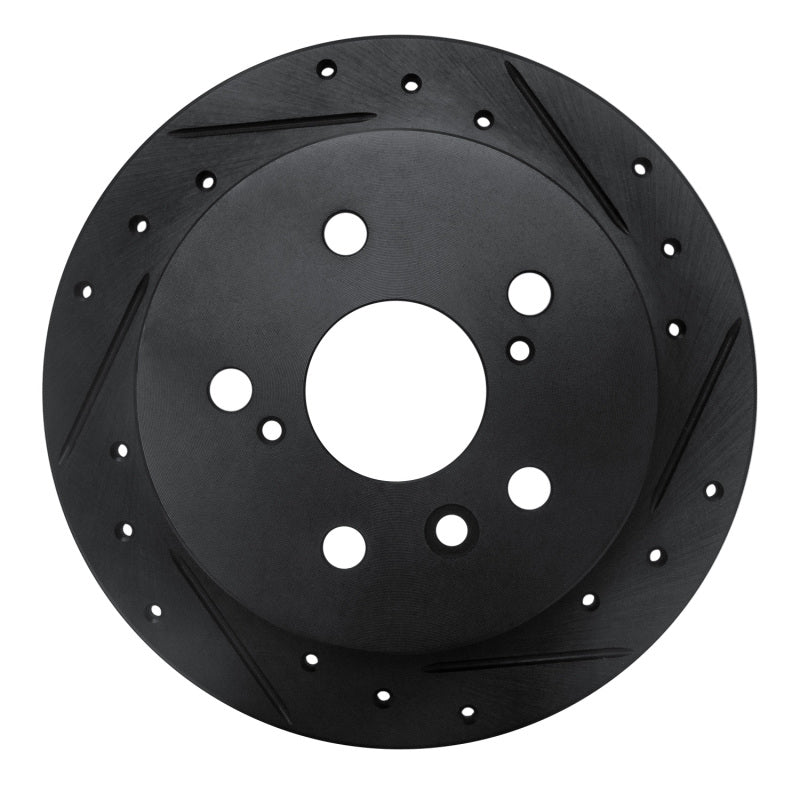 R1 02-08 Lexus ES300 Rear Right Drilled & Slotted Black Brake Rotor-Brake Rotors - Slot & Drilled-Grocery Getter Performance
