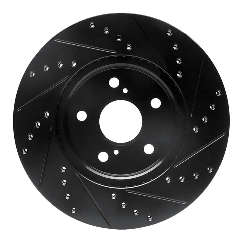 R1 02-15 Lexus ES300 Front Left Drilled & Slotted Black Brake Rotor-Brake Rotors - Slot & Drilled-Grocery Getter Performance