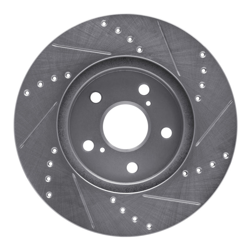 R1 02-15 Lexus IS250 Front Left Drilled & Slotted Silver Brake Rotor-Brake Rotors - Slot & Drilled-Grocery Getter Performance