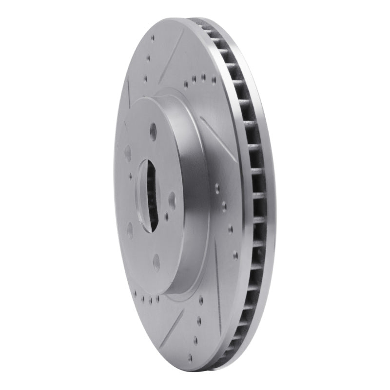 R1 02-15 Lexus IS250 Front Left Drilled & Slotted Silver Brake Rotor-Brake Rotors - Slot & Drilled-Grocery Getter Performance