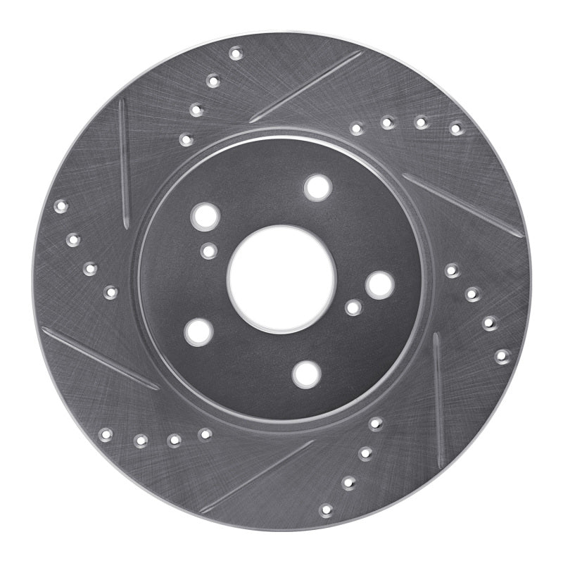 R1 02-15 Lexus IS250 Front Left Drilled & Slotted Silver Brake Rotor-Brake Rotors - Slot & Drilled-Grocery Getter Performance