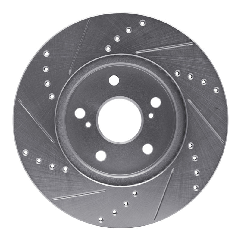 R1 02-15 Lexus IS250 Front Right Drilled & Slotted Silver Brake Rotor-Brake Rotors - Slot & Drilled-Grocery Getter Performance