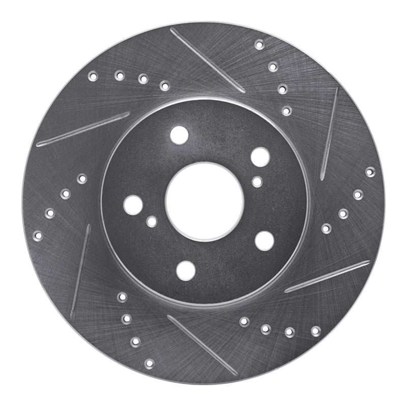 R1 02-15 Lexus IS250 Front Right Drilled & Slotted Silver Brake Rotor-Brake Rotors - Slot & Drilled-Grocery Getter Performance