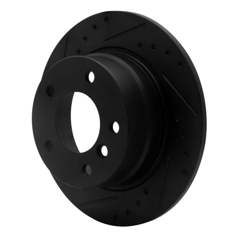 R1 03-06 BMW Z4 Rear Left Drilled & Slotted Black Brake Rotor-Brake Rotors - Slot & Drilled-Grocery Getter Performance