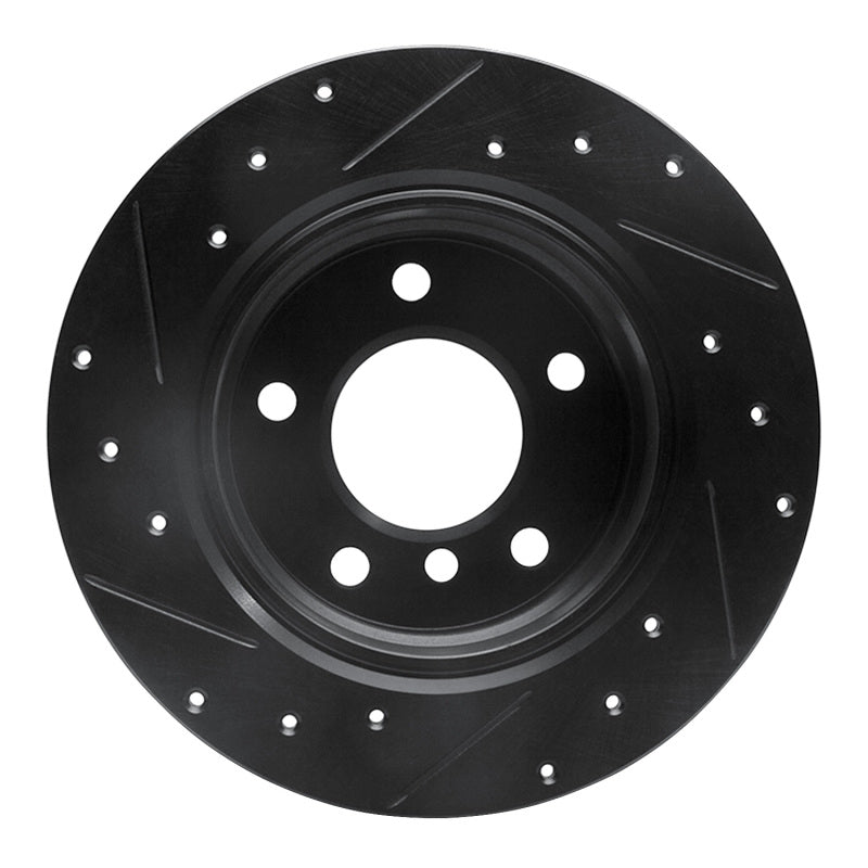 R1 03-06 BMW Z4 Rear Right Drilled & Slotted Black Brake Rotor-Brake Rotors - Slot & Drilled-Grocery Getter Performance
