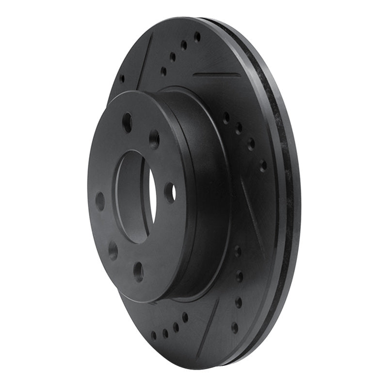 R1 03-06 Dodge Verna (Mexico) Front Left Drilled & Slotted Black Brake Rotor-Brake Rotors - Slot & Drilled-Grocery Getter Performance