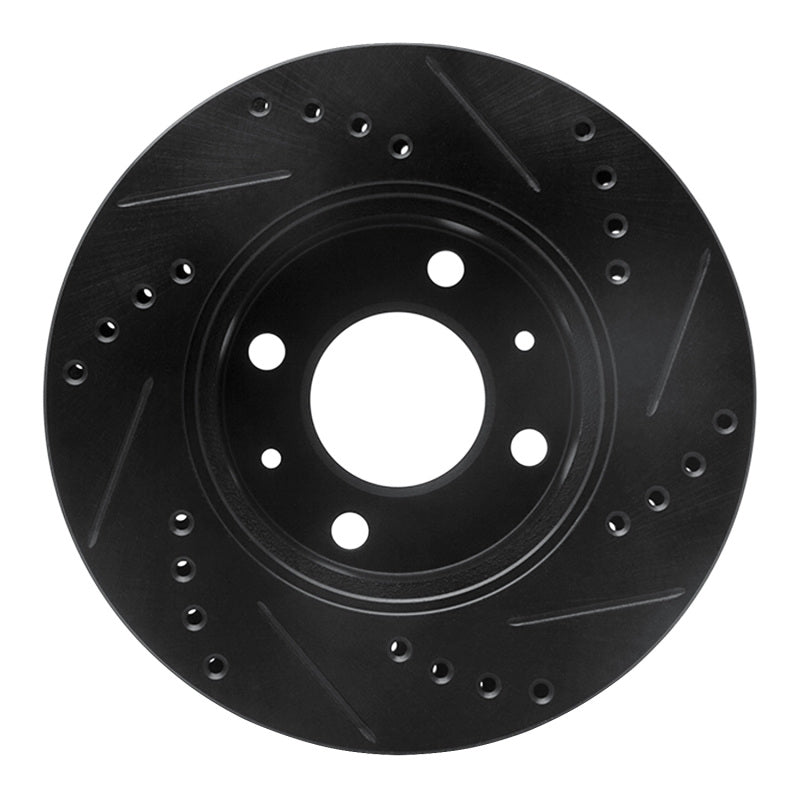 R1 03-06 Dodge Verna (Mexico) Front Left Drilled & Slotted Black Brake Rotor-Brake Rotors - Slot & Drilled-Grocery Getter Performance