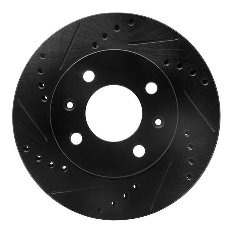 R1 03-06 Dodge Verna (Mexico) Front Left Drilled & Slotted Black Brake Rotor-Brake Rotors - Slot & Drilled-Grocery Getter Performance