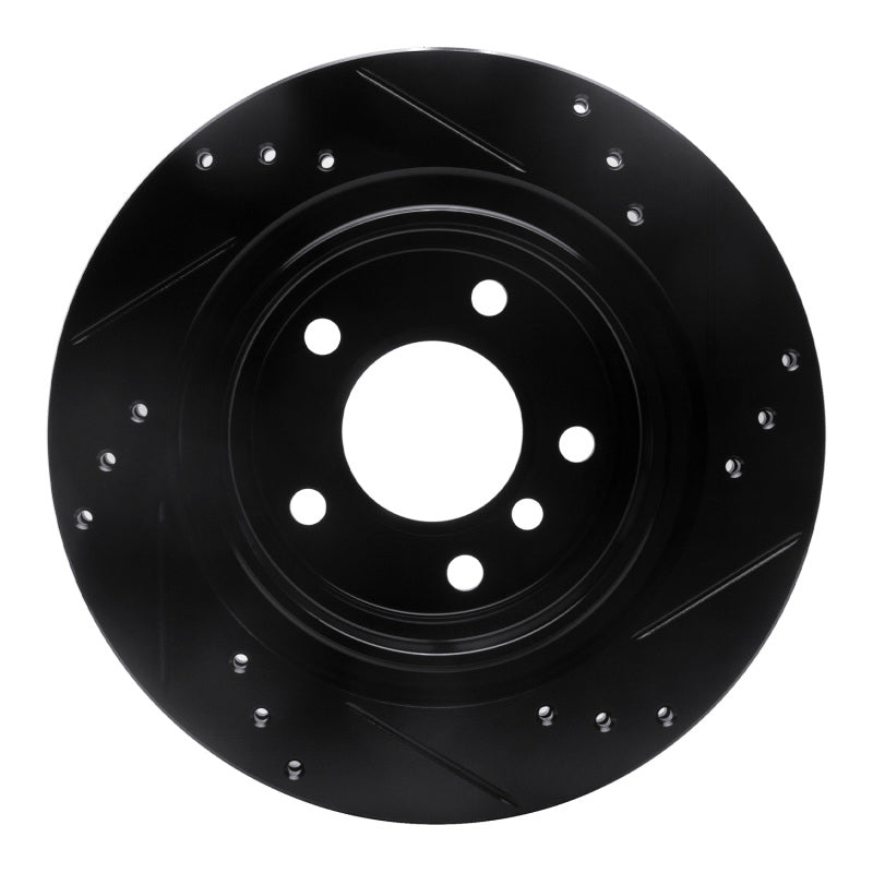 R1 03-08 BMW Z4 Rear Left Drilled & Slotted Black Brake Rotor-Brake Rotors - Slot & Drilled-Grocery Getter Performance