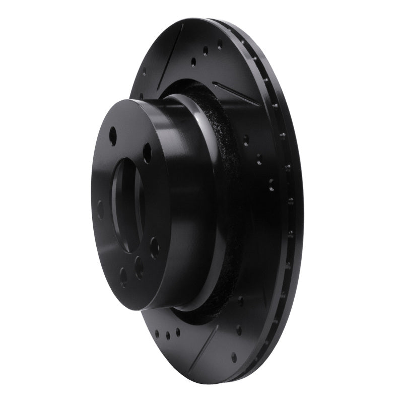 R1 03-08 BMW Z4 Rear Left Drilled & Slotted Black Brake Rotor-Brake Rotors - Slot & Drilled-Grocery Getter Performance
