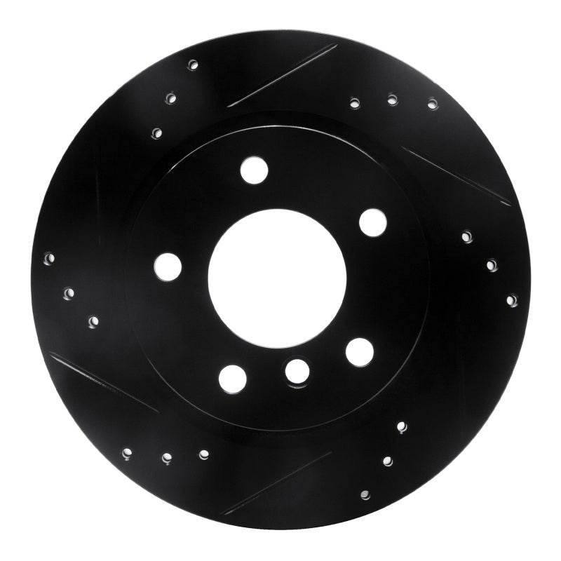 R1 03-08 BMW Z4 Rear Left Drilled & Slotted Black Brake Rotor-Brake Rotors - Slot & Drilled-Grocery Getter Performance