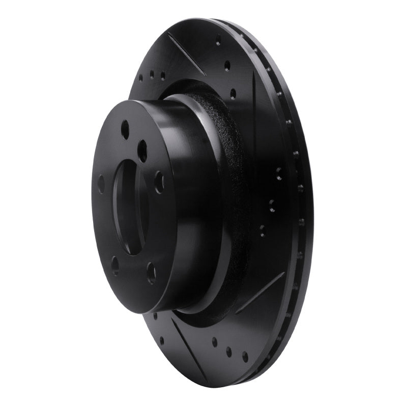 R1 03-08 BMW Z4 Rear Right Drilled & Slotted Black Brake Rotor-Brake Rotors - Slot & Drilled-Grocery Getter Performance