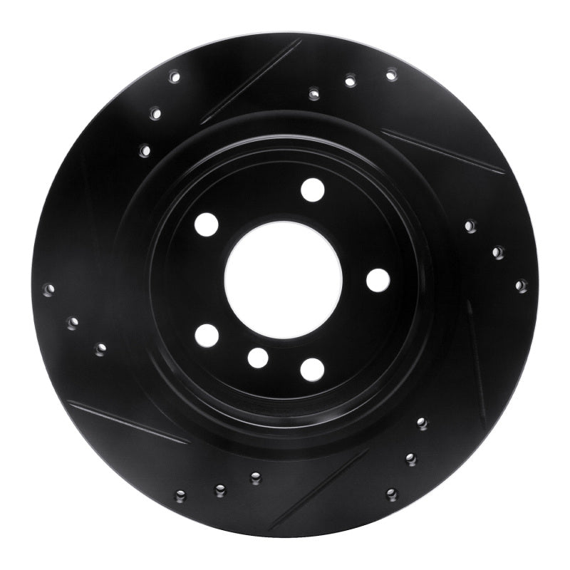 R1 03-08 BMW Z4 Rear Right Drilled & Slotted Black Brake Rotor-Brake Rotors - Slot & Drilled-Grocery Getter Performance